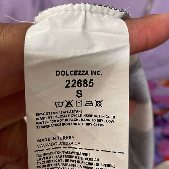 Simply Art by Dolcezza Womens Sheath Dress S Pleated Sleeve Floral Art to Wear - Picture 5 of 8